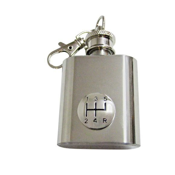 Shiny Gear Shift Keychain Flask - Picture 1 of 1
